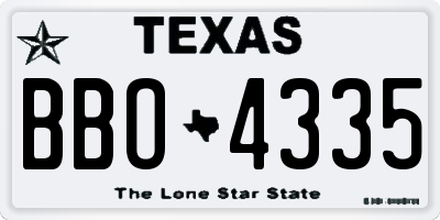 TX license plate BBO4335