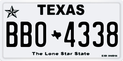 TX license plate BBO4338