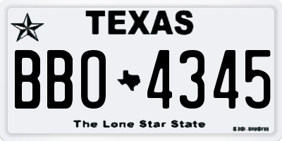 TX license plate BBO4345
