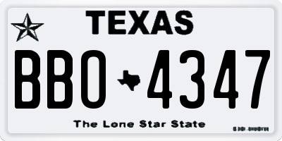 TX license plate BBO4347