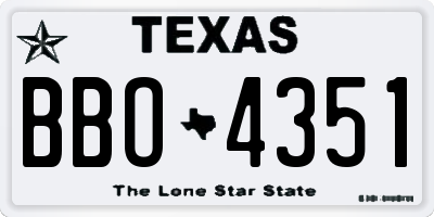 TX license plate BBO4351