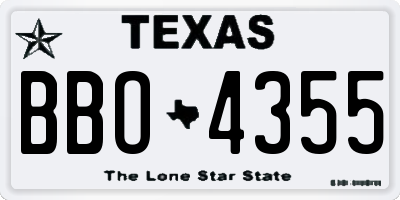 TX license plate BBO4355