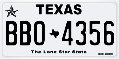 TX license plate BBO4356