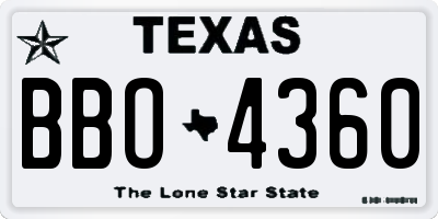 TX license plate BBO4360