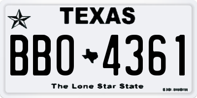 TX license plate BBO4361