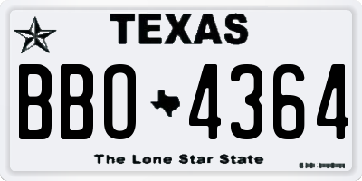 TX license plate BBO4364