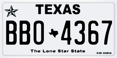TX license plate BBO4367