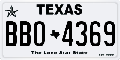 TX license plate BBO4369