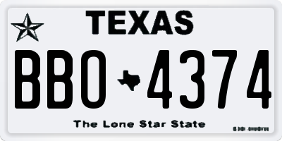 TX license plate BBO4374