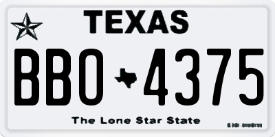 TX license plate BBO4375
