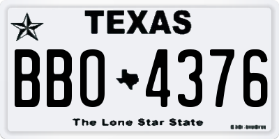 TX license plate BBO4376