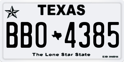 TX license plate BBO4385