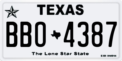 TX license plate BBO4387
