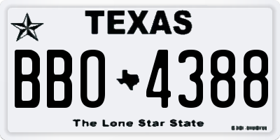 TX license plate BBO4388