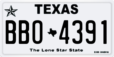 TX license plate BBO4391