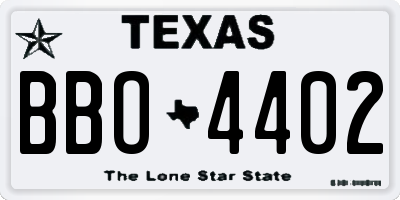 TX license plate BBO4402