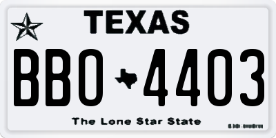 TX license plate BBO4403