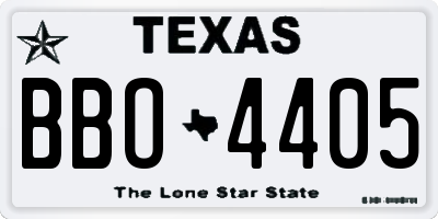 TX license plate BBO4405