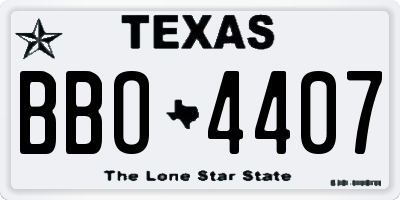 TX license plate BBO4407