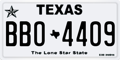 TX license plate BBO4409