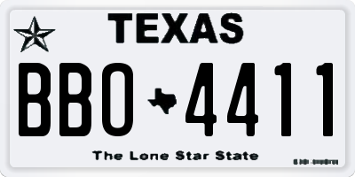 TX license plate BBO4411