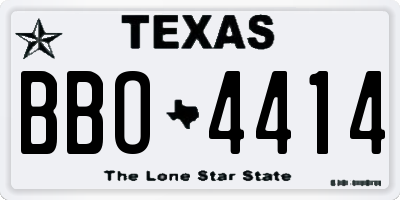 TX license plate BBO4414