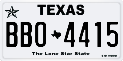 TX license plate BBO4415