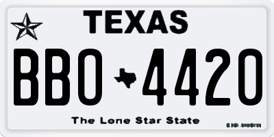 TX license plate BBO4420