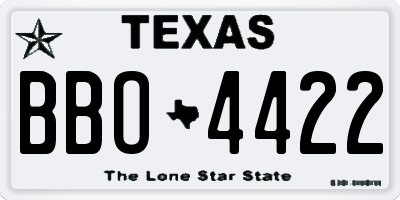 TX license plate BBO4422