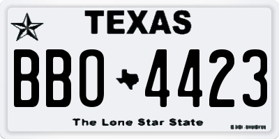 TX license plate BBO4423