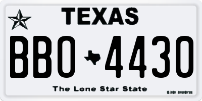 TX license plate BBO4430
