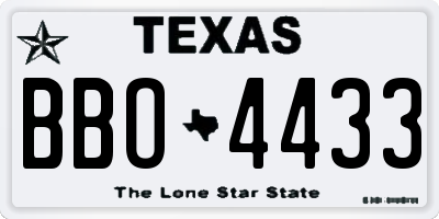 TX license plate BBO4433