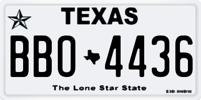TX license plate BBO4436