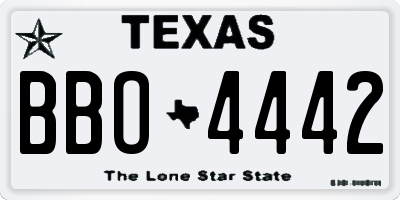 TX license plate BBO4442