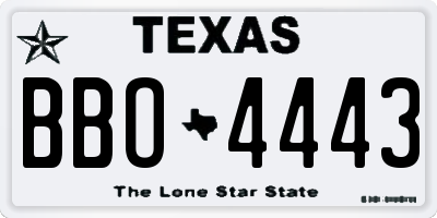 TX license plate BBO4443
