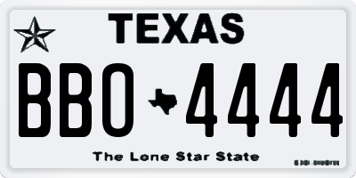 TX license plate BBO4444