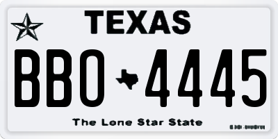 TX license plate BBO4445