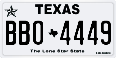 TX license plate BBO4449