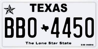 TX license plate BBO4450