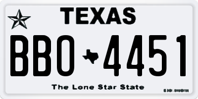 TX license plate BBO4451