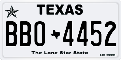TX license plate BBO4452