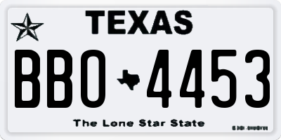 TX license plate BBO4453