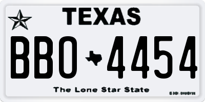 TX license plate BBO4454