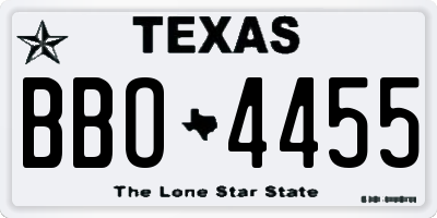 TX license plate BBO4455