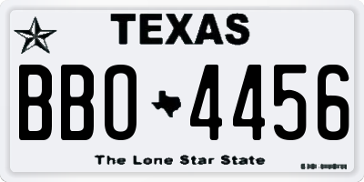 TX license plate BBO4456
