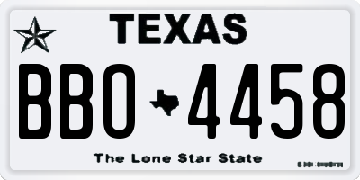 TX license plate BBO4458