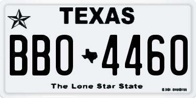 TX license plate BBO4460