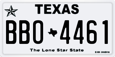 TX license plate BBO4461