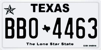 TX license plate BBO4463
