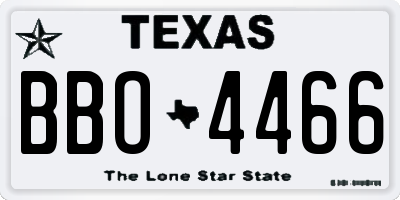TX license plate BBO4466